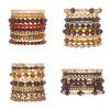 Bohemian bracelet stacking set, retro ethnic wind wood beads, crystal soft pottery beaded bracelet bracelet.