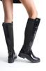Women Modern Stylish Fashion Boots Boots Faux Leather Wet Fabric Knee High Boots