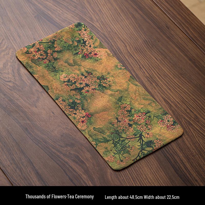 Xiangyunsha Double-Sided Waterproof Zen Tea Mat - High-End Chinese Style Dry Brew Tray Cloth