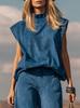 2026 Western Style Sleeveless Suede Plush Wide-Leg Tapered Suit