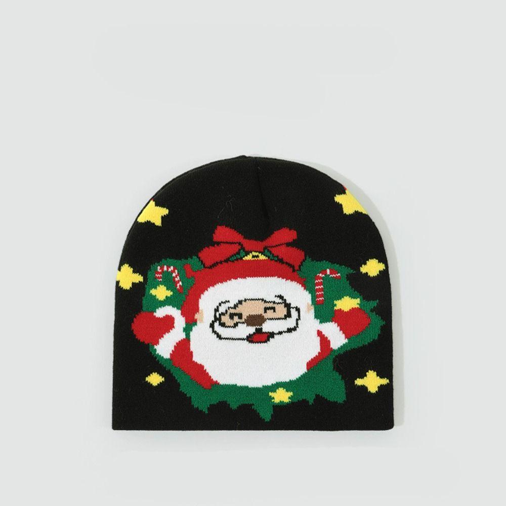 Reindeer Red Knitted Woolen Hat Christmas Tree Pullover Cap Santa Claus Beanie Hat  Women