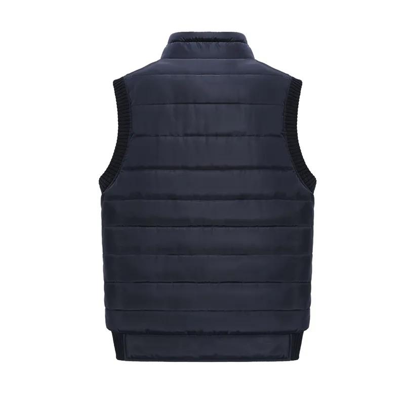 Winter Men's Thick Jacket Sleeveless Vest Man Waterproof Vest Coats Stand Collar Windbreaker Padded Waistcoats Clothing