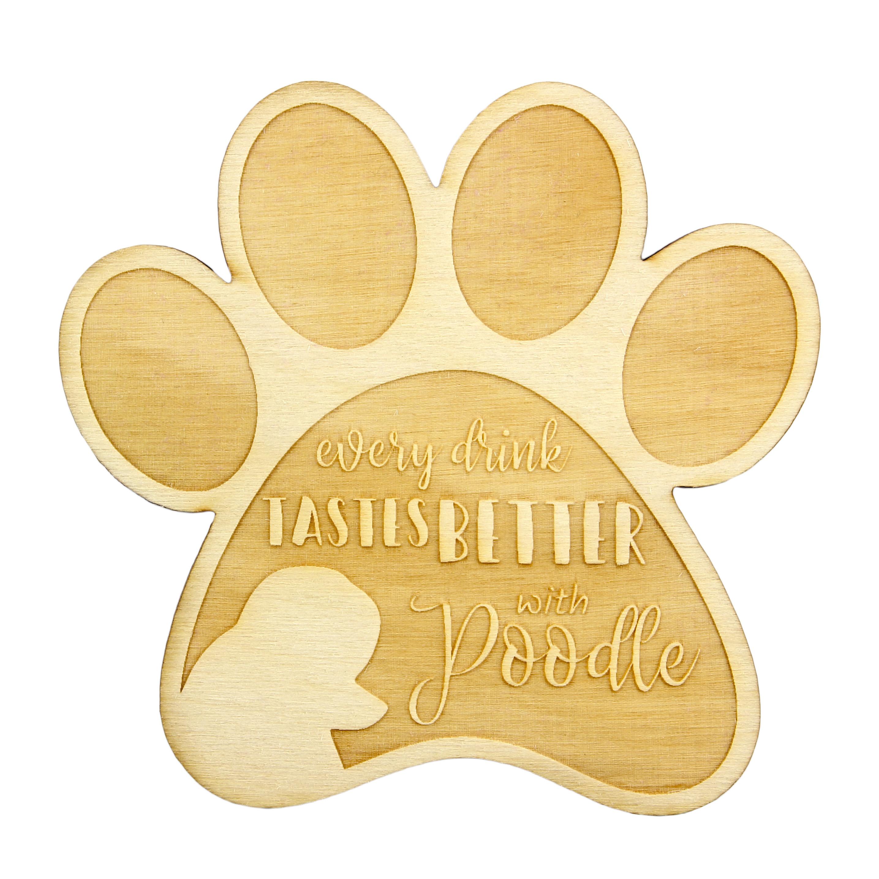 

Poodle - Mug coaster, engraved coaster with dog, gift for dog lover by Art-Dog brand