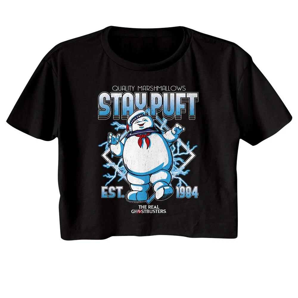 The Real Ghost Busters Movie Est 84 Stay Puft Lightning Women s Crop Top T Shirt M
