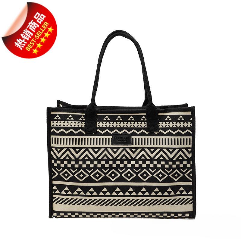 Canvas-Tasche im Ethno-Stil: Handtasche mit großem Fassungsvermögen für Damen