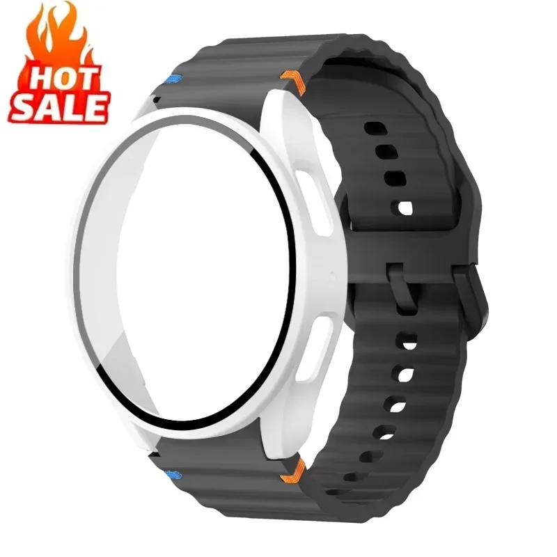 Case+Strap for Samsung Galaxy Watch 7 6 5 4 40mm 44mm Silicone Official Band PC Protector Cover Bumper Accessorie Galaxy Watch 7