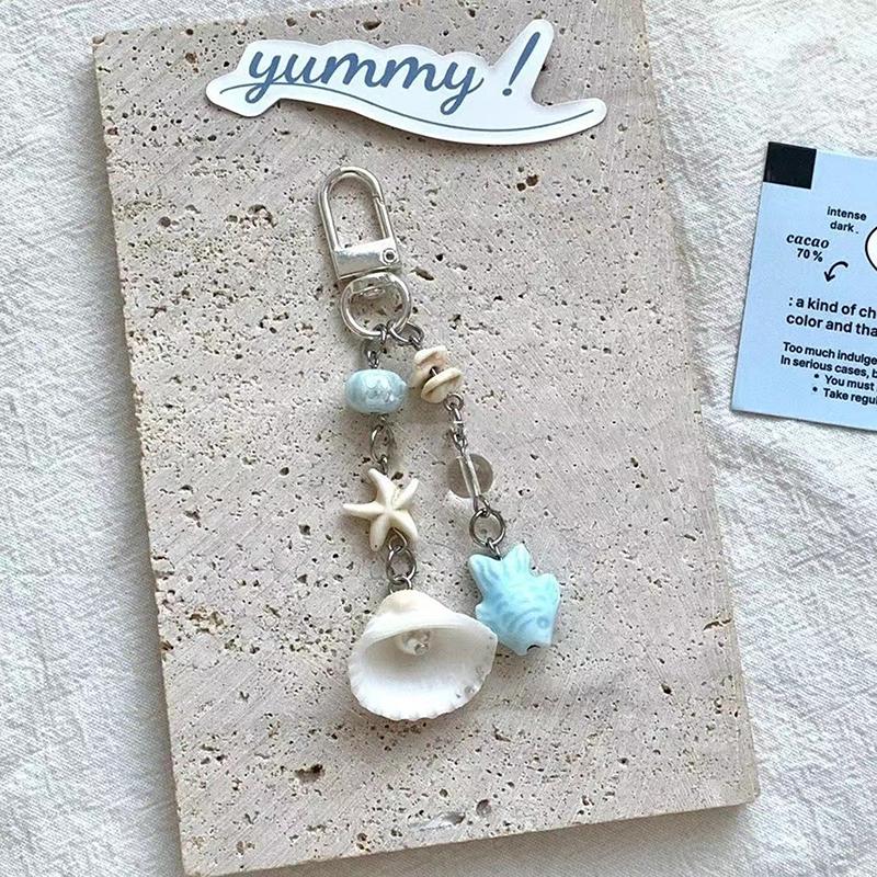 Summer Starfish Shell Charm Keychain Phone Lanyard Keyring Bag Pendant Accessory Aesthetic Y2K Jewelry