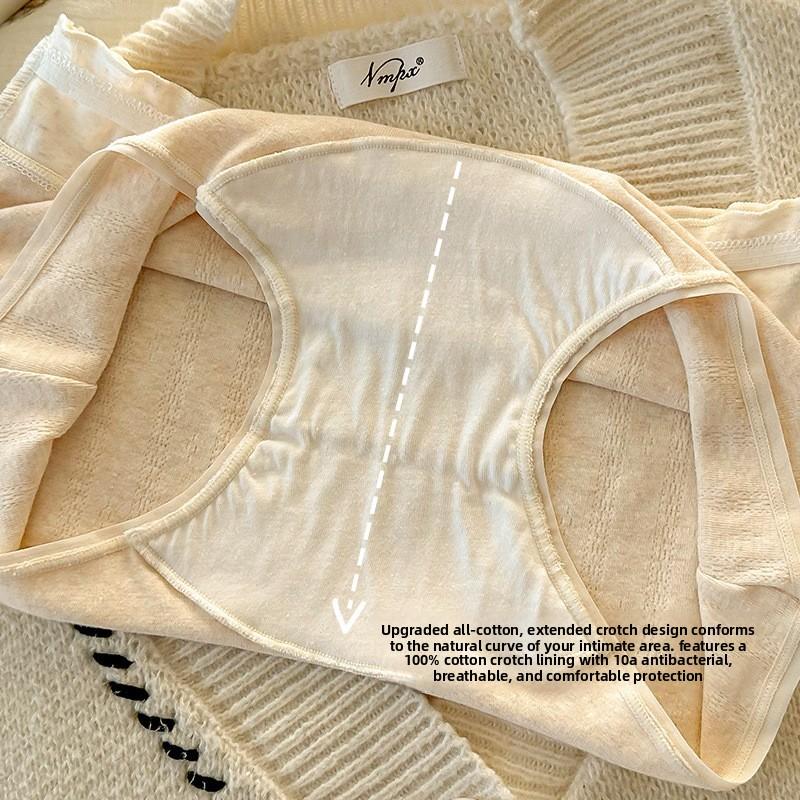 Women's Spring and Autumn Color Matched Pure Cotton 10A Antibacterial Extended Crotch Anti Glare Briefs