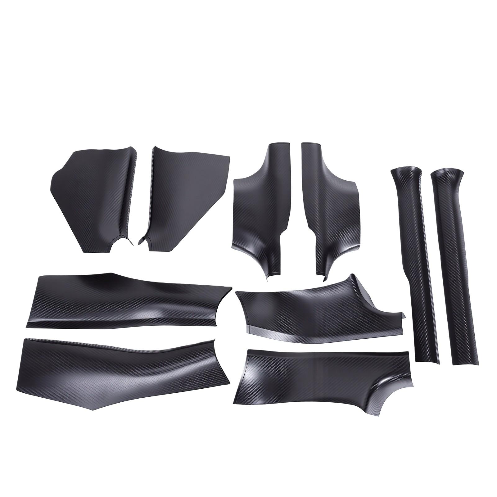 10 stuks Deurdrempelbeschermer Volledige Dekking Set Vervanging voor Model Y Juniper 2025 2026 Koolstofvezelpatroon Deur gray