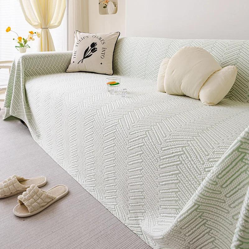 2025 new summer cool feeling sofa cushion cool feeling small fresh sofa cover cloth towel fixed one-piece sofa cover