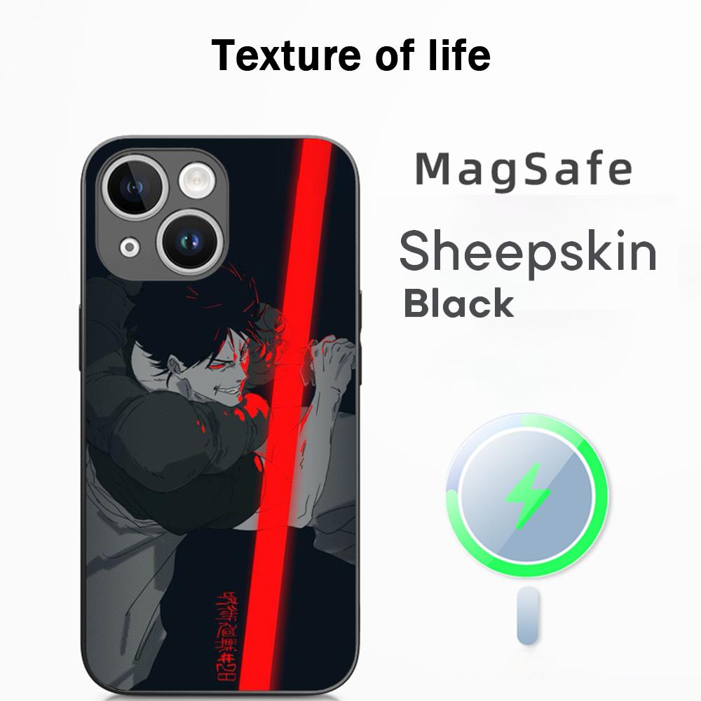 Custodia per Telefono Super Cool Toji Fushiguro Classico Anime Per iPhone 17 16 15 14 13 12 Plus Pro Max Lusso di Alta Gamma Magsafe Pelle di Pecora