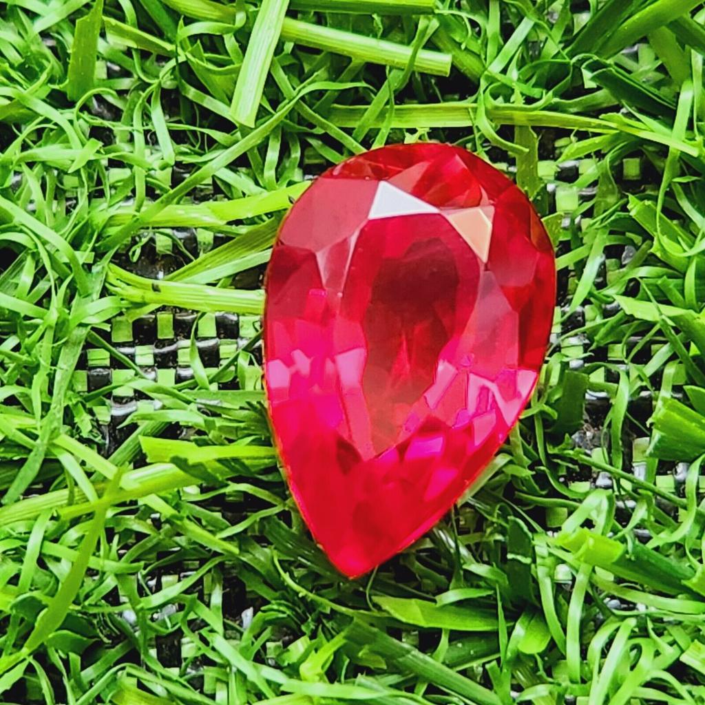 16.30 Ct Heated Ceylon Red Ruby Pear Cut Faceted Loose Gemstone