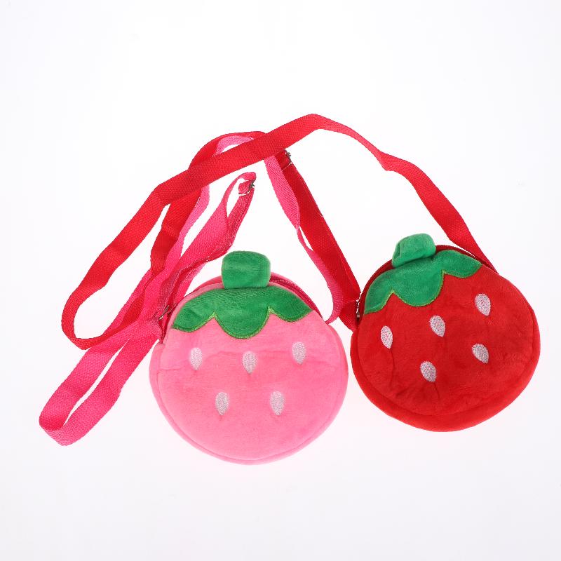 Cartoon Strawberry Plush Crossbody Bag Cute Strawberry Shoulder Bag Phone Bag Coin Pouch Wallet For Kid Adults Gift