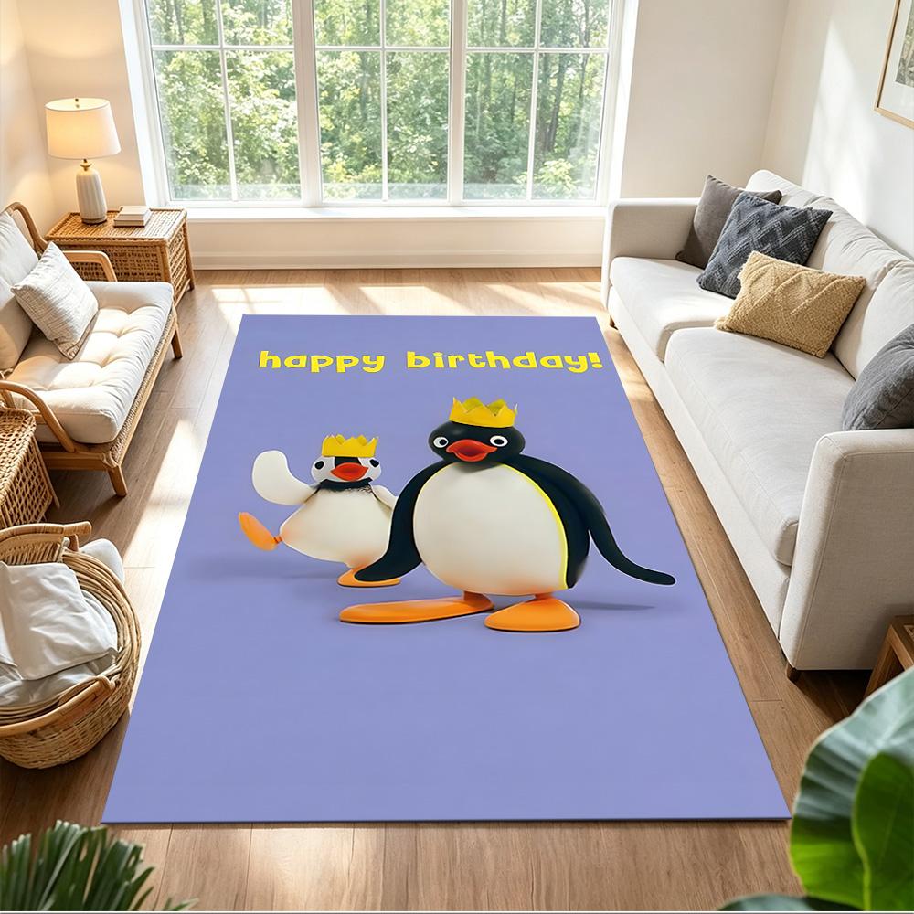 Pingu Arctic Adventure Washable Door Mat Compact Foldable Construction Stain-resistant Surface Office & Lounge Rug Minimalist Modern Style