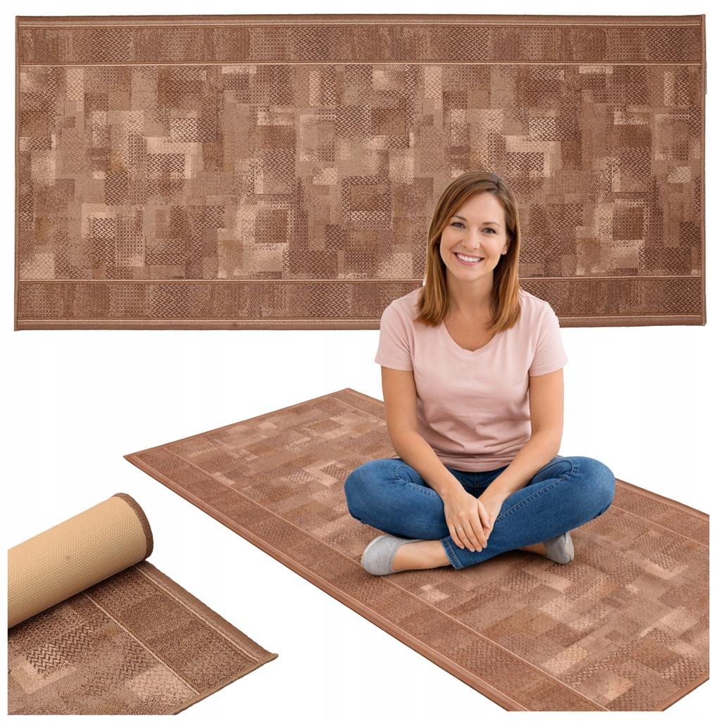 [5] COLORADO BROWN 67x200cm Anti-slip Rug D7563
