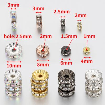 100pcs 4-10mm Handmade Crystal Rhinestone Spacer Beads Loose Spacer Beads for DIY Bracelet Necklace Accessories Wholesale