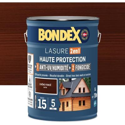 2-in-1 High Protection Stain - Satin Dark Oak - BONDEX - 5 L