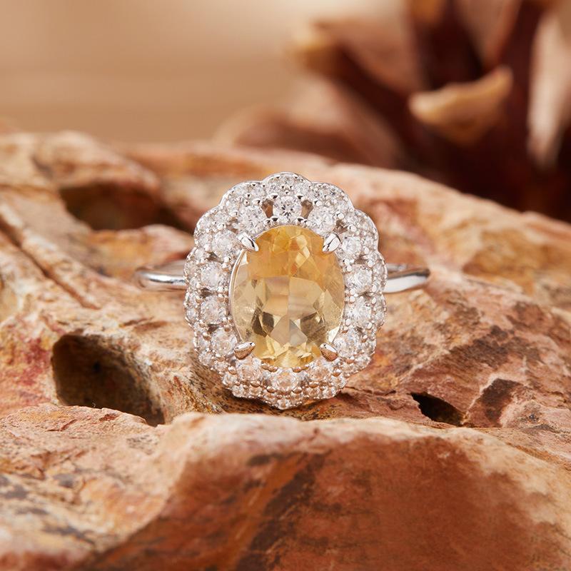 Natural Topaz Citrine Amethyst Ring Women S S925 Sterling Silver Jewelry