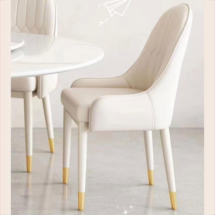 Leichter Luxus Echter Leder Esszimmerstuhl mit Rückenlehne Freizeit Make-up Büro Café Weicher Polsterstuhl Esszimmer Möbel
