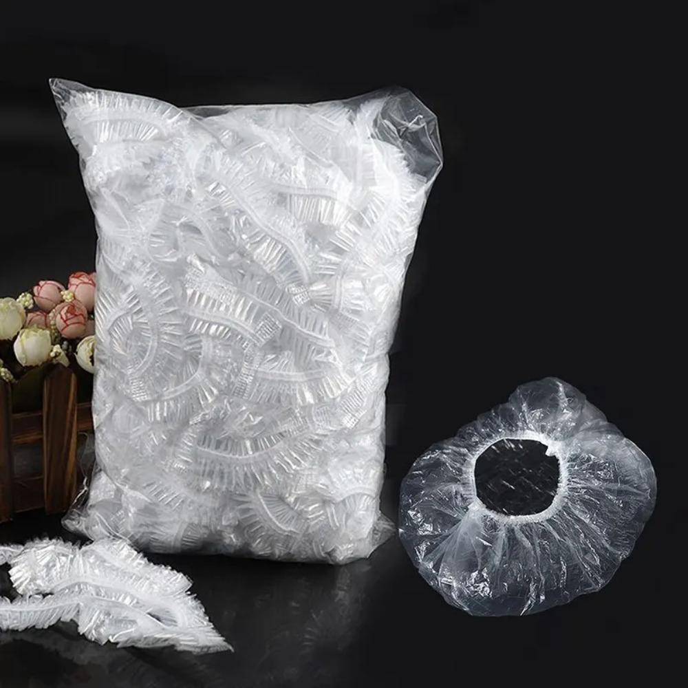 5-100Pcs Disposable Shower Cap, Elastic Thickened Plastic 42cm Waterproof Design, For Home Salon Spa Shower Bath Use
