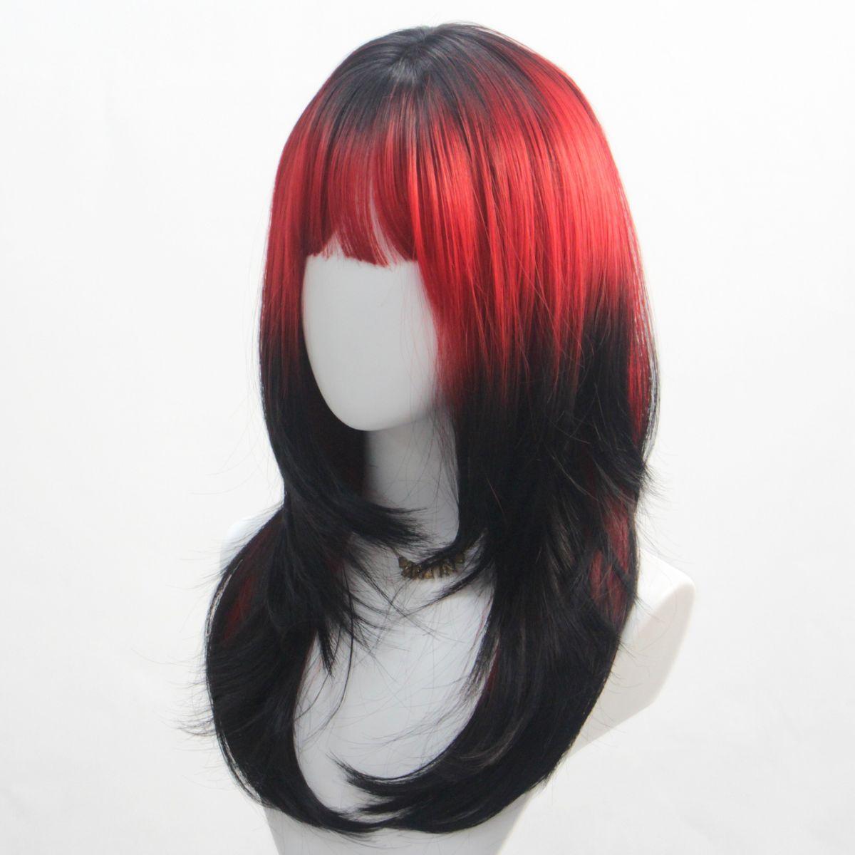 

Party wig Female long straight hair synthetic high temperature fiber wig suitable for women music festival masquerade gifts червоний