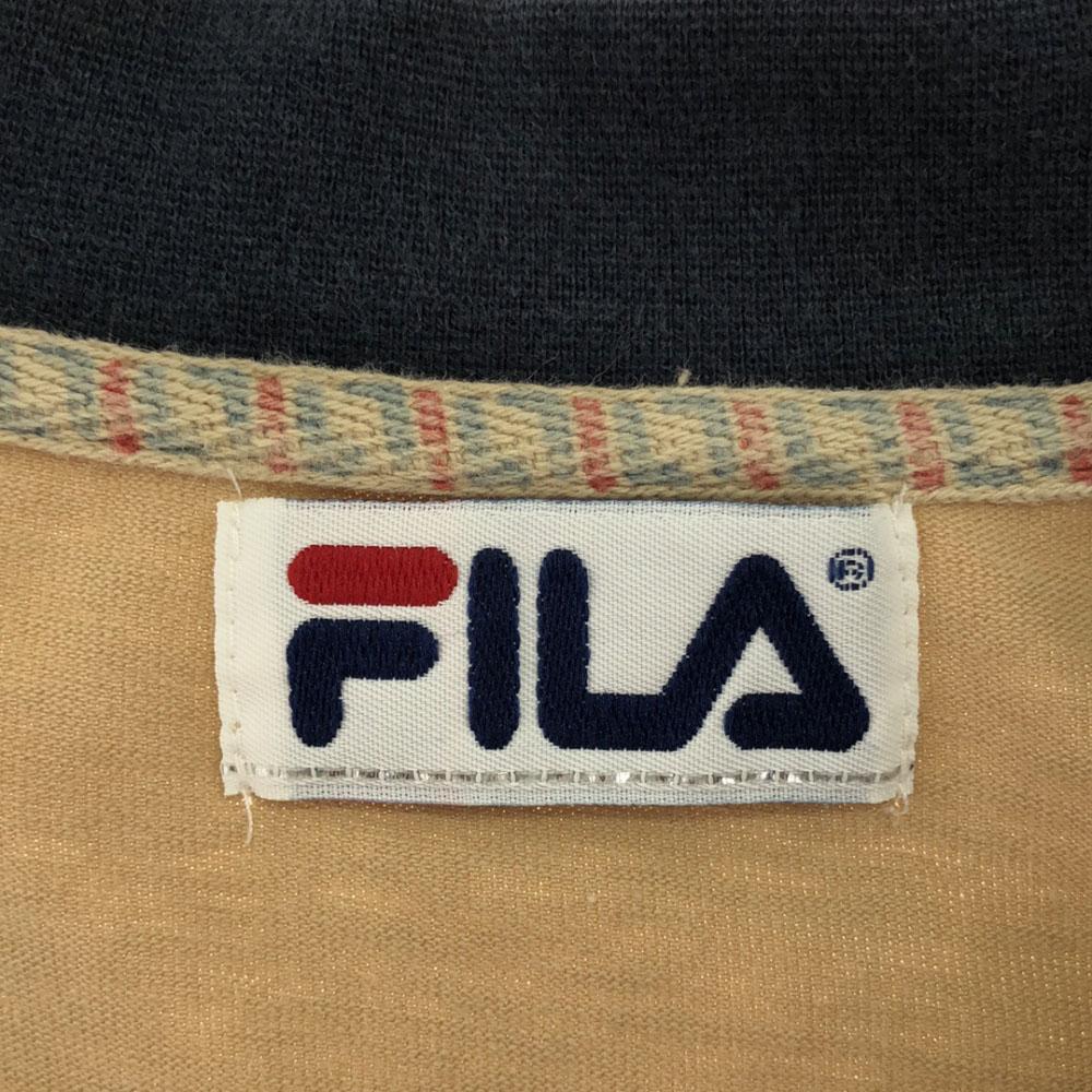 FILA 90s Old Long sleeve V neck T-shirt S Navy system Ron T Men's Used