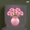 Glow-in-the-Dark Flower Rabbit Toilet Lid Decal Self-Adhesive Removable Toilet Sticker Wall Sticker Home Bathroom Decor