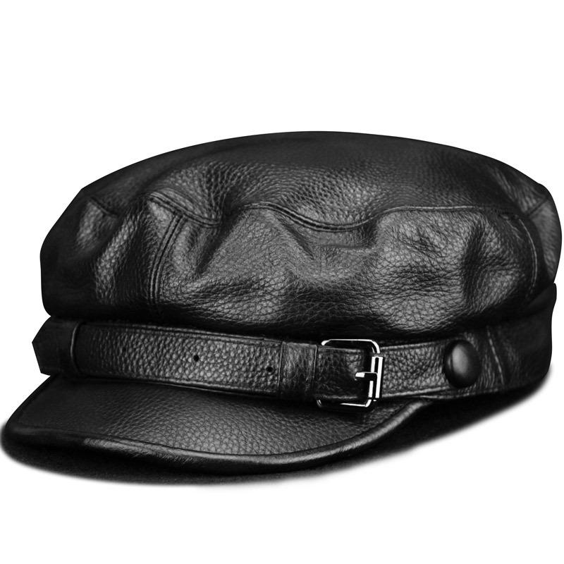 Retro Leather Duckbill Cap - Unisex Trendy European & American Style Flat Top Hat