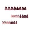 Red Almond-Shaped Wearable Nails with Bow - Short French Style for New Year