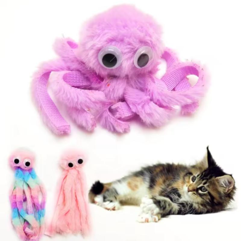Cute Pet Supplies Plush Octopus Cat Toy with Catnip Pet Interactive Kitty Soothing Pet Plush Toy