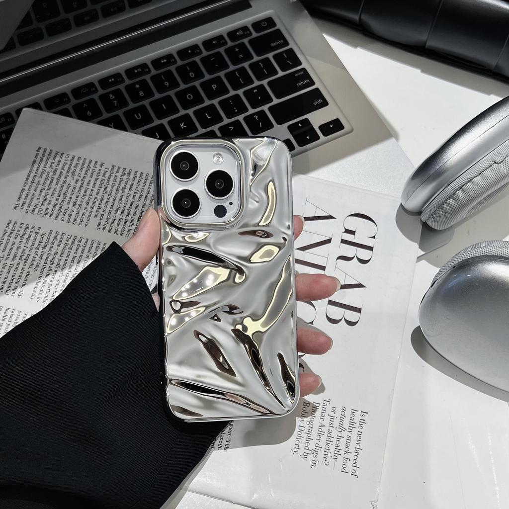 Electroplated 3D Wrinkle Texture Compatible with iPhone 16 Pro Max Apple 17 Phone Case 14/15 Soft Case High-end Feel