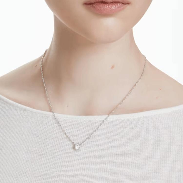 Swarovski Imber Single Round Crystal Pendant Necklace Women Necklace Silver 5696039