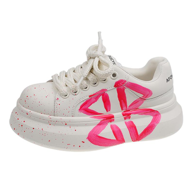 Muffin Thick-soled Little White Shoes Women's 2025 New Small Height Increase Comfortable and Light Casual Sports Breadboard Shoes