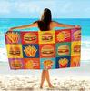 Microfiber Large Beach Towel, Sand Free Quick Dry, Cute Dog with Glasses Print, Colorful Pet Themed Towel