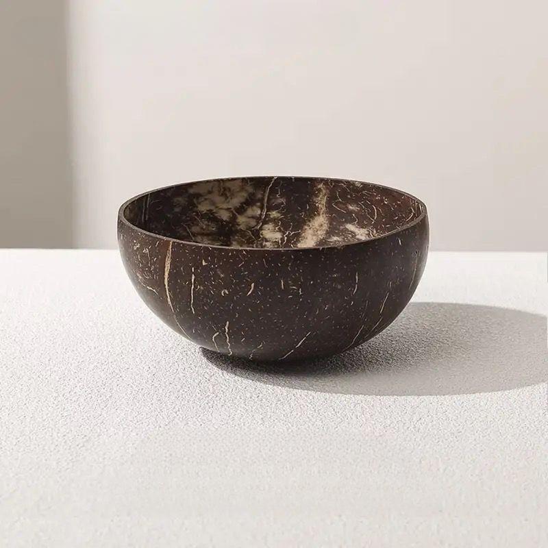 

[Чистая натуральная кокосовая скорлупа] Креативная милая деревянная столовая посуда Большая десертная миска Бытовая кокосовая миска для взрослых Деревянная столовая посуда [Delicate and Smooth] One