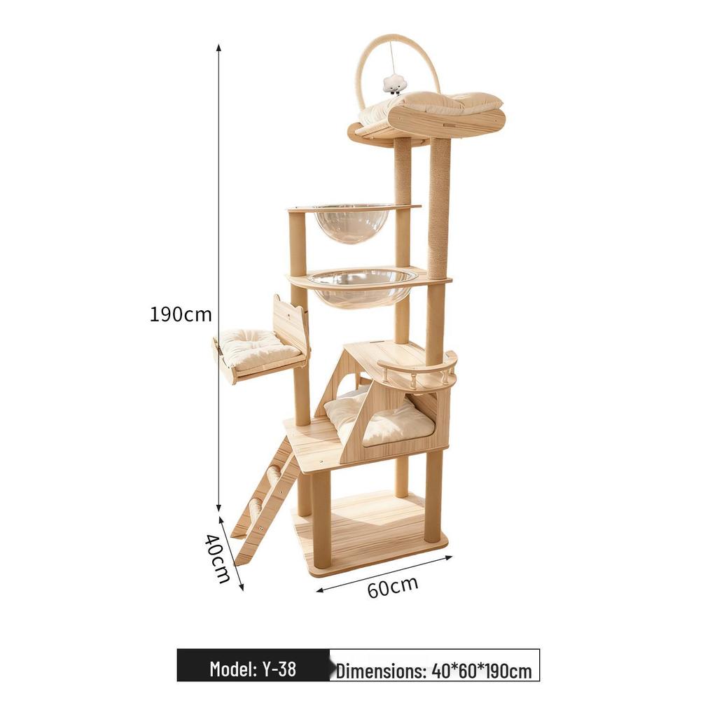 Custom Cat Tree & Bed: Space Capsule Design with All-Season Jumping Platform & Large Scratching Post