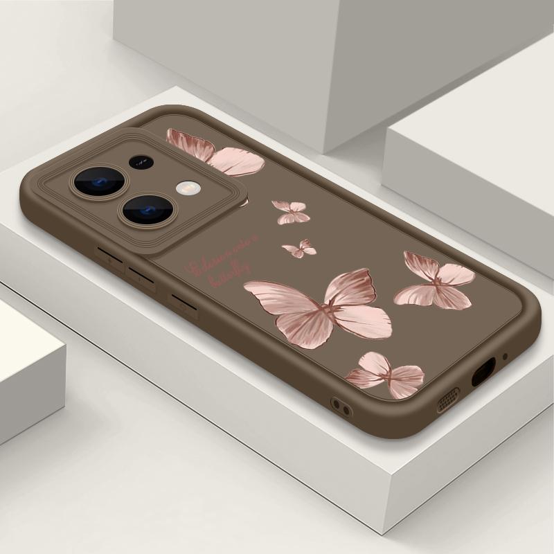 

Однотонный матовый чехол для телефона с рисунком бабочки для Xiaomi 14T Pro 13T Poco F6 X6 Pro M6 X5 Redmi Note 14 Pro 13 12 11 10 противоударный мягкий чехол из ТПУ Redmi Note 13 4G кофейный