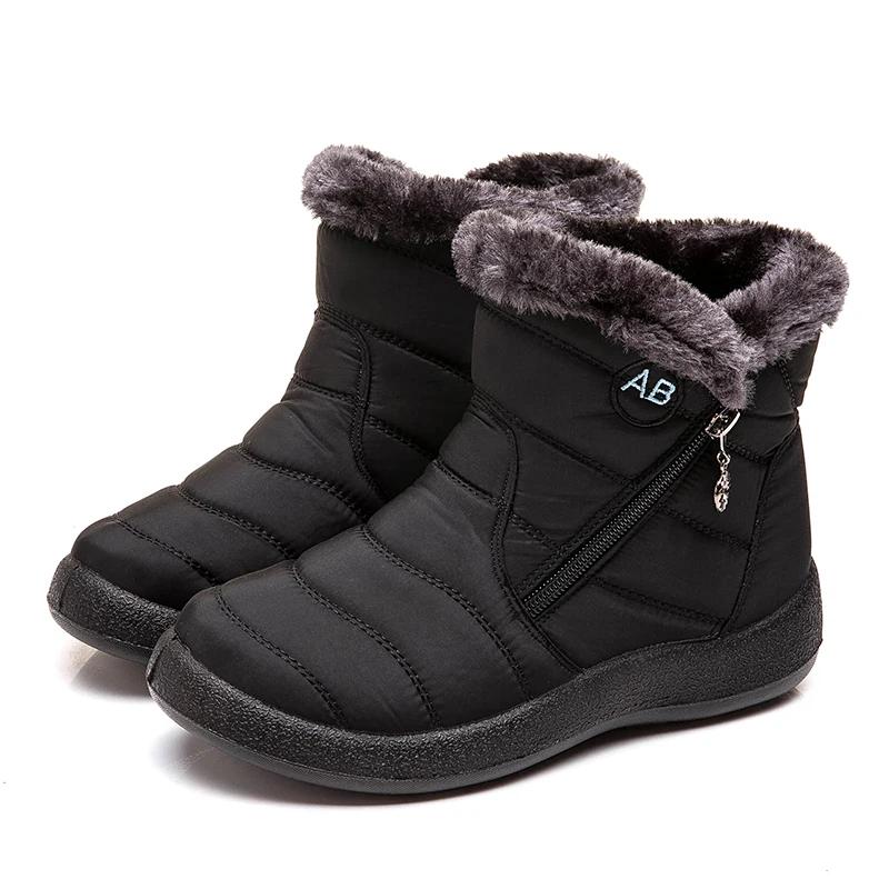 Woman Soft Fur Winter Botas Mujer Snow Womens Comfortable Women'S Boots Waterproof Women Zipper Shoes