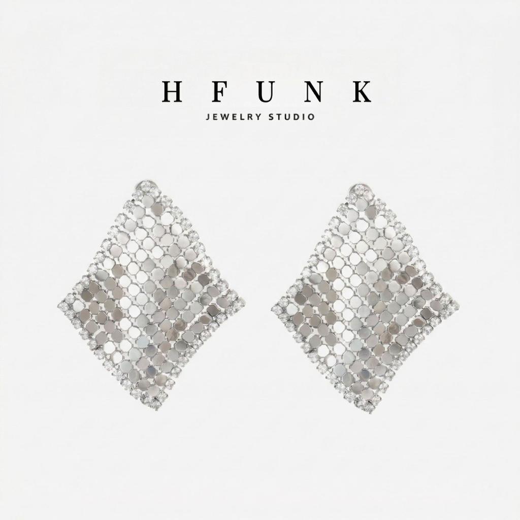 2026 New Diamond-Shaped Sequin Zircon Versatile Non-Fading Tassel Earrings Fashionable French Retro Women'S Earrings