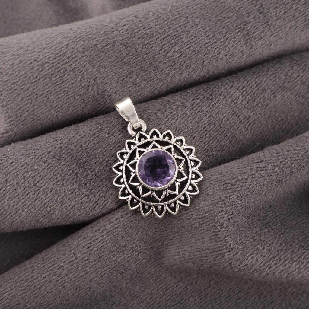 Iolite Gemstone 925 Solid Sterling Silver Jewelry, Handmade Gorgeous Silver Pendant For Engagement Gift