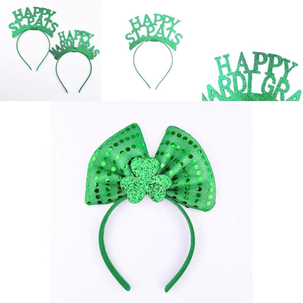 St. Patricks Day Hair Band Bow Tie Shamrock Green Irish Headband Girl Party Gift