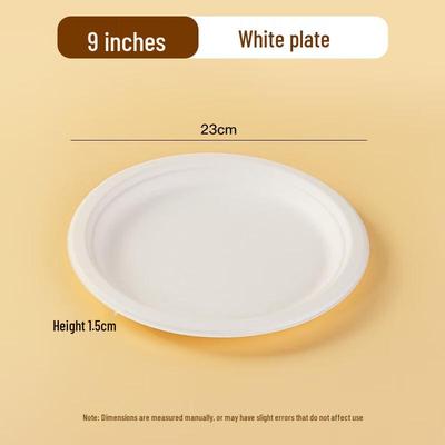 Wutuo Biodegradable Disposable Thickened Paper Plates, 100-Pack