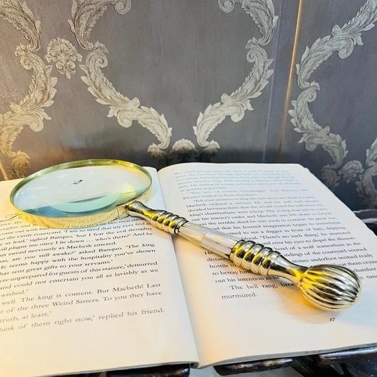 Magnifying Glass with Solid Brass with Mother of Pearl Wedding Anniversary Christmas Birthday Gift