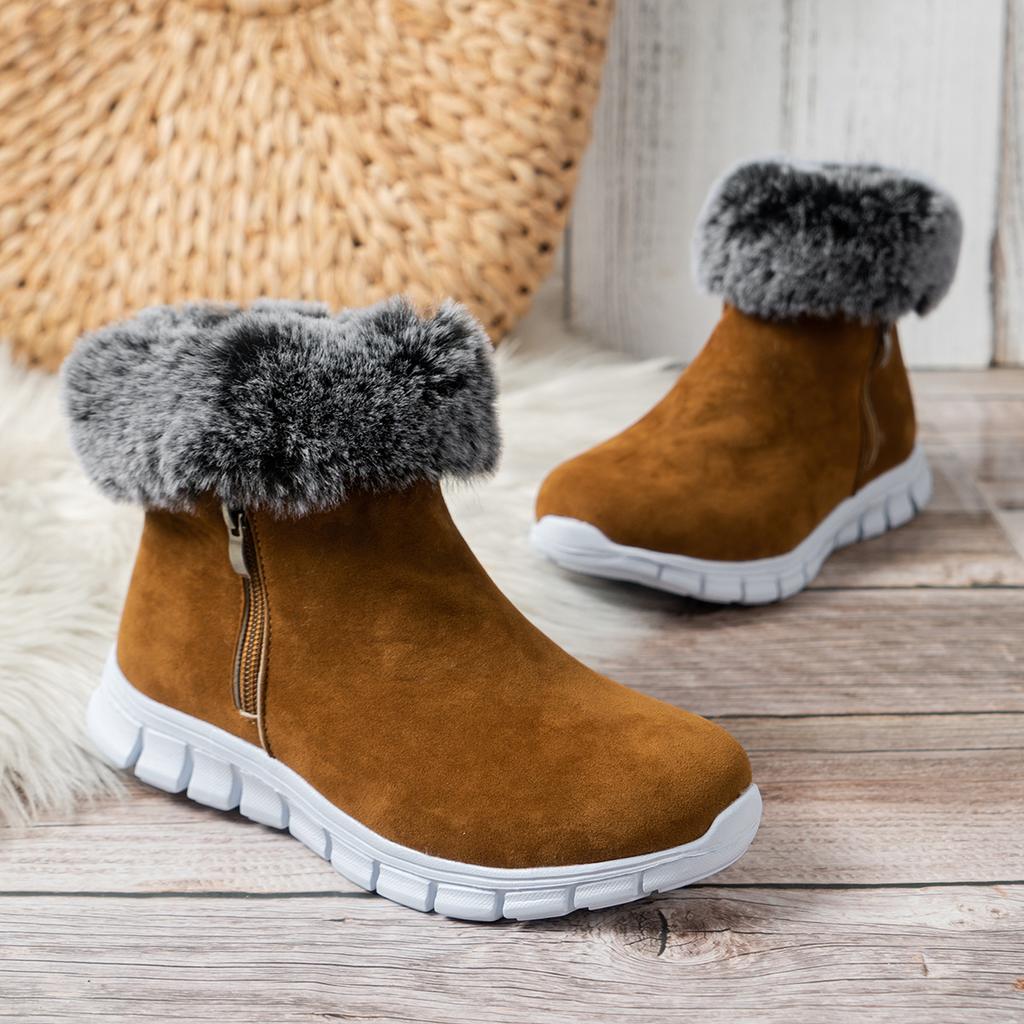 Women's Warm Snow Boots Autumn and Winter New Solid Color Short Boots Non-slip Flat Cotton Shoes
