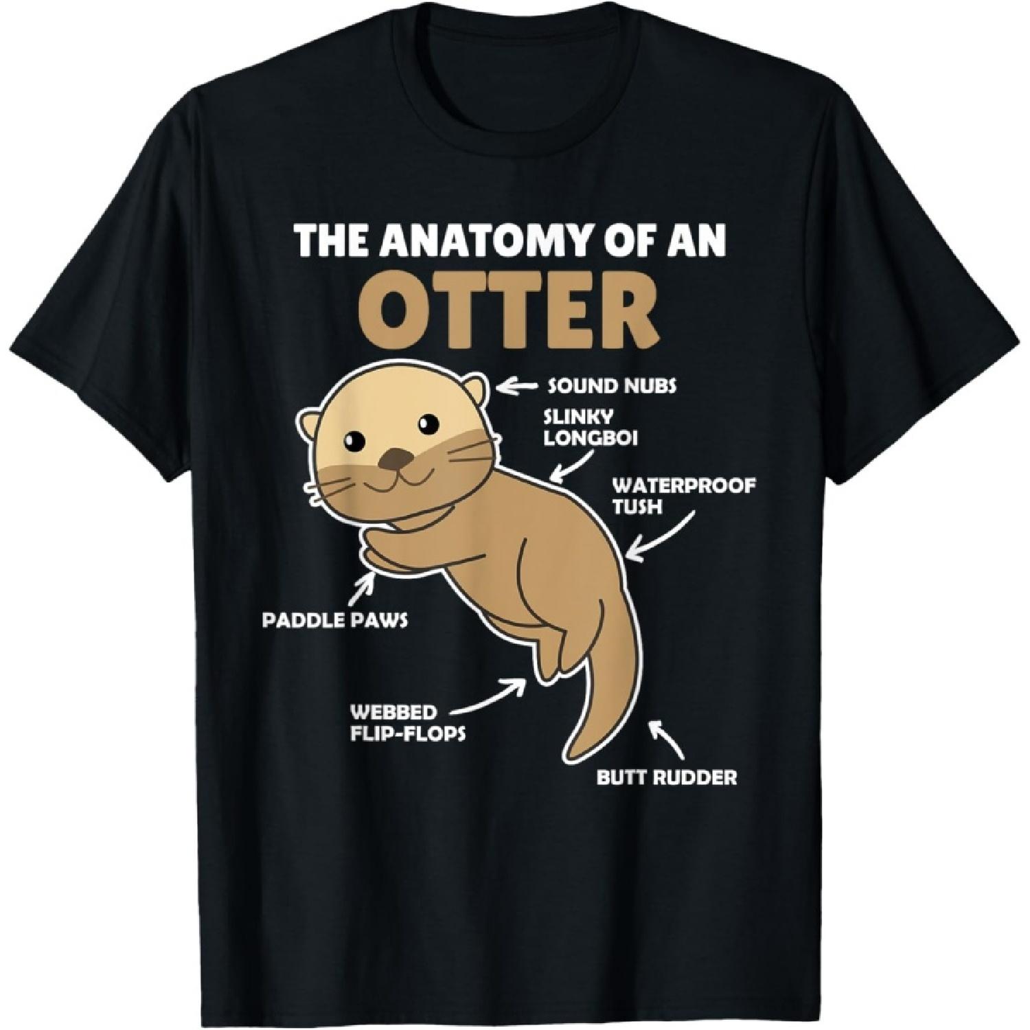 Милая выдра Объяснение Анатомия выдры Футболка S чёрный