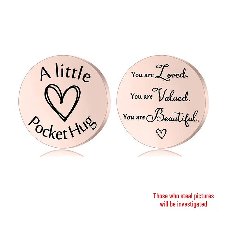 Lucky Charm Motivational Coin: Engravable Stainless Steel Couple & Family Gift Ornament.