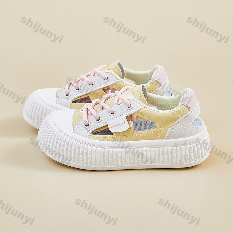 Fashion Women Shoes 2025 Summer New Breathable Mesh Hollow Non Slip Woman Platform Sneakers Comfortable Height Increase Casual Shoes