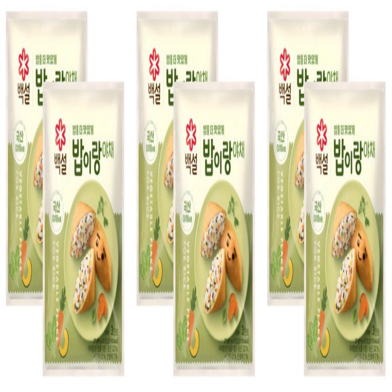 BaekSeol(CJ-Sub) Vegetables Seasoning/Condiment for Steamed Rice, 27g(9g*3) * 2