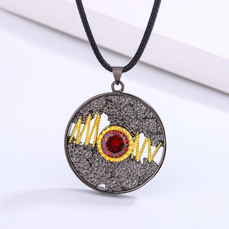 Modern and Simple WM Ruby Necklace with Two tone Gold