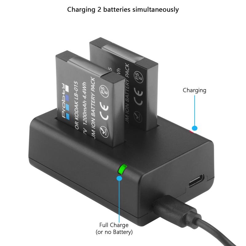 KODAK PIXPRO WPZ2 Aksiyon Kamerası Aksesuarları için LB-015 LB015 2 Kanallı USB Pil Şarj Cihazı